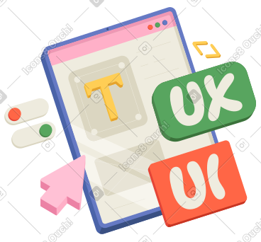 使用平板电脑、光标和按钮文本刻字 ux/ui PNG, SVG