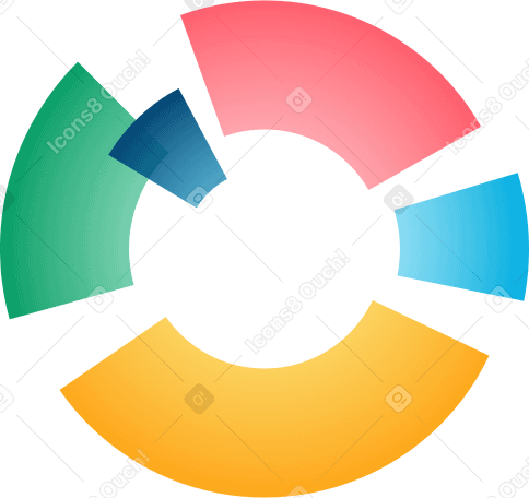 Illustration animée diagramme de cercle coloré aux formats GIF, Lottie (JSON) et AE