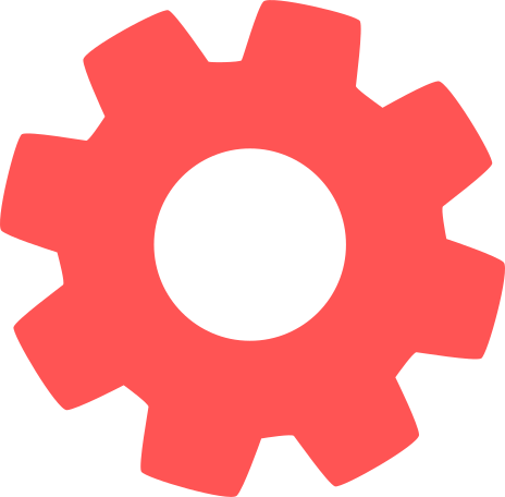 red gear with faces Illustration in PNG, SVG