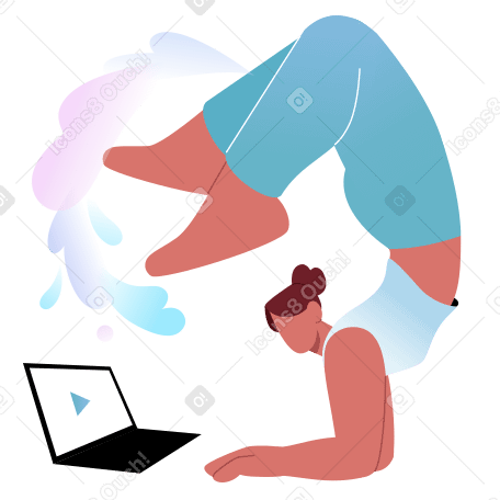 Femme participant à un cours de yoga en ligne PNG, SVG