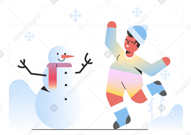 Playing in snow Illustration in PNG, SVG