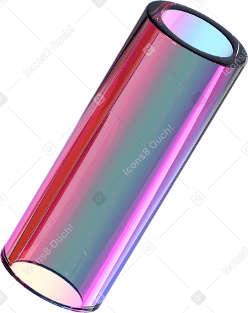 3D iridescent glass tube PNG, SVG