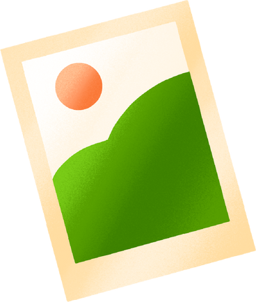 photo card with the image of a green meadow and the sun PNG, SVG