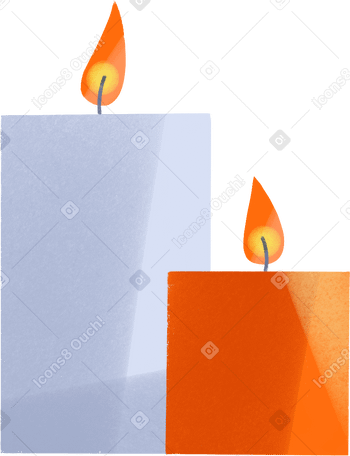light blue and orange candles Illustration in PNG, SVG
