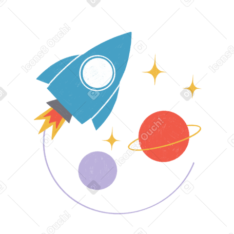 Rocket flying in space PNG, SVG