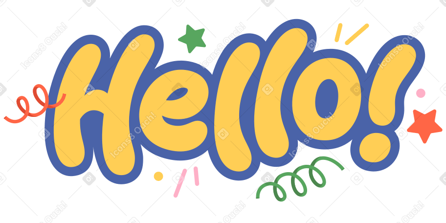Lettering Hello! with decorative elements text PNG, SVG