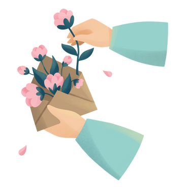 Цветы в конверте на день матери в PNG, SVG