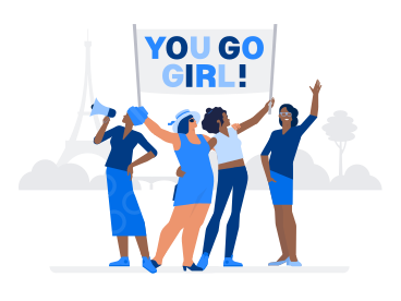 Schriftzug you go girl! mit frauenmarsch und banner PNG, SVG