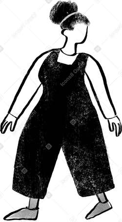 black and white curvy girl walking and looking back Illustration in PNG, SVG