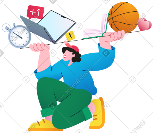 Woman trying to maintain work life balance PNG, SVG