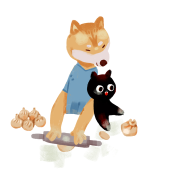 Cat and dog cooking together PNG, SVG
