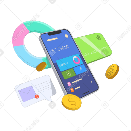 Illustration animée Gestion du portefeuille électronique et des finances personnelles aux formats GIF, Lottie (JSON) et AE