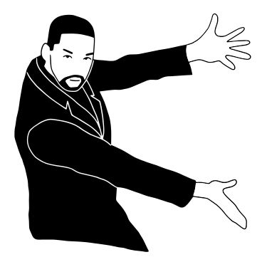 Tada, man in suit presenting something PNG, SVG