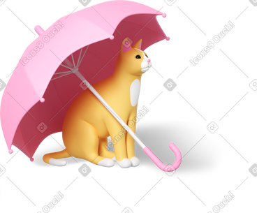 Cat under umbrella PNG, SVG