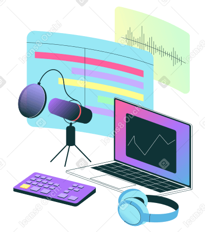 Recording podcast in a studio PNG, SVG