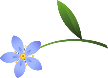 small curved stem with a blue flower PNG, SVG