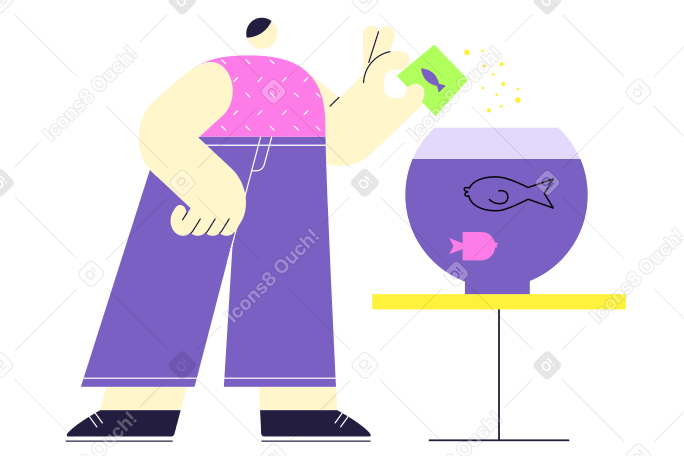 수족관에서 물고기를 먹이는 남자 PNG, SVG