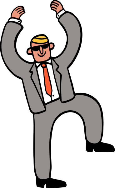 Business man in a victorious pose PNG, SVG