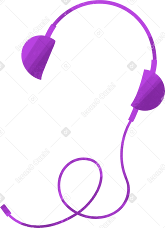 purple wired headphones PNG, SVG