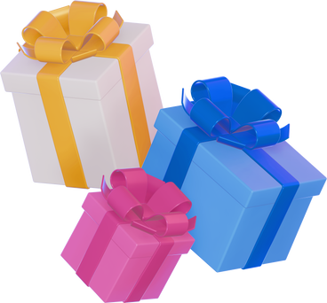 3d colourful gifts PNG, SVG