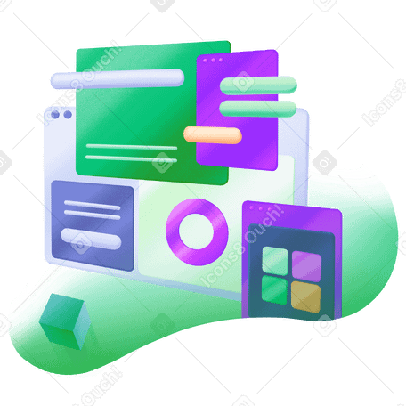 Dashboard with different windows in cool colors PNG, SVG