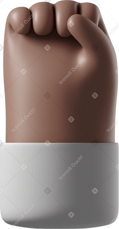 3D Raised fist of a brown skin hand Illustration in PNG, SVG