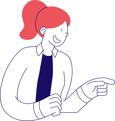 woman smiling and pointing at something PNG, SVG