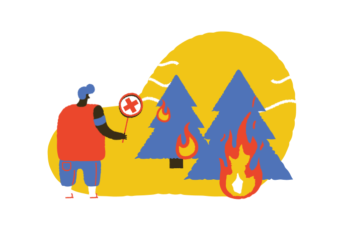 Forest on fire  Illustration in PNG, SVG