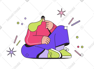 看星星和思考的女孩 PNG, SVG