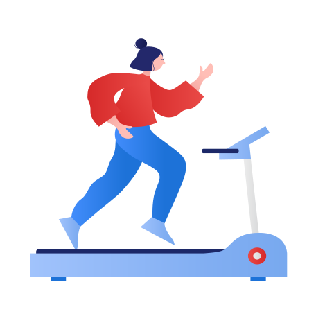 Woman goes in for sports on a treadmill Illustration in PNG, SVG