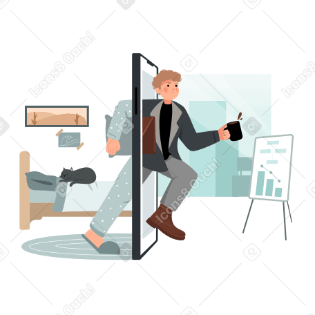 Businessman in a hurry to meet a deadline Illustration in PNG, SVG