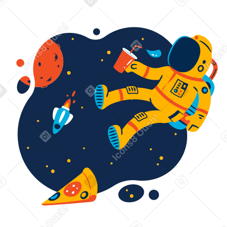 Lunch in space Illustration in PNG, SVG