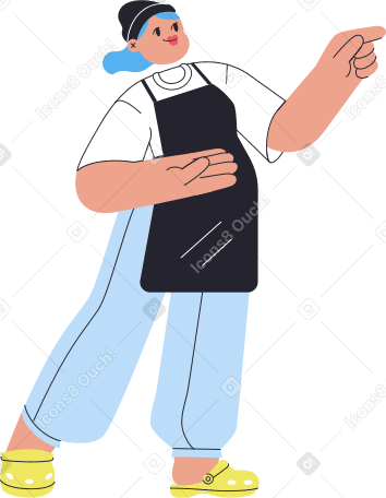 girl in apron standing PNG, SVG