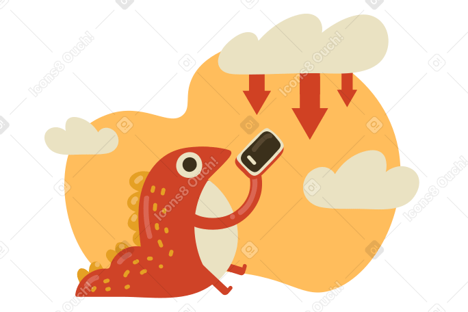 Lizard with smartphone downloading from cloud PNG, SVG