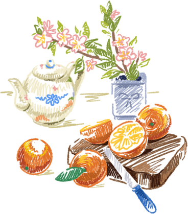 Still life with oranges PNG, SVG