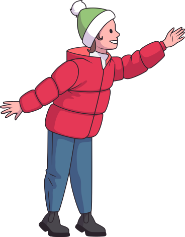 happy child in red winter jacket PNG, SVG