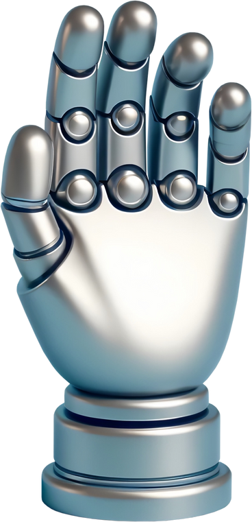 Silver robot hand PNG, SVG