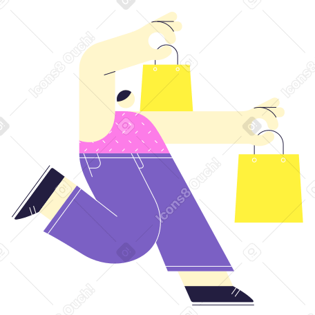Man running with shopping bags PNG, SVG