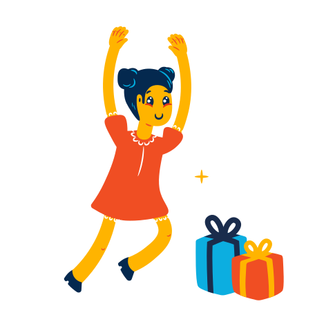 Girl is getting presents Illustration in PNG, SVG