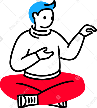 man sitting cross-legged Illustration in PNG, SVG