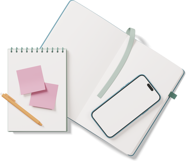 notebook with sticky notes notepad and phone PNG, SVG