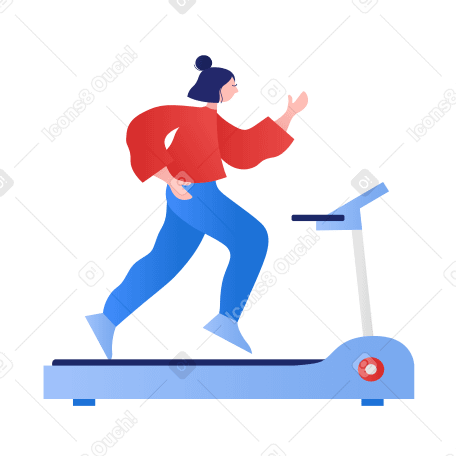 Illustration Une femme fait du sport sur un tapis roulant aux formats PNG, SVG