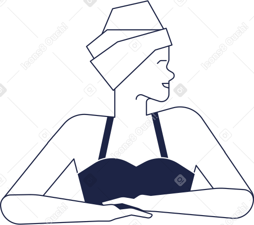 woman in swimsuit and towel turban PNG, SVG