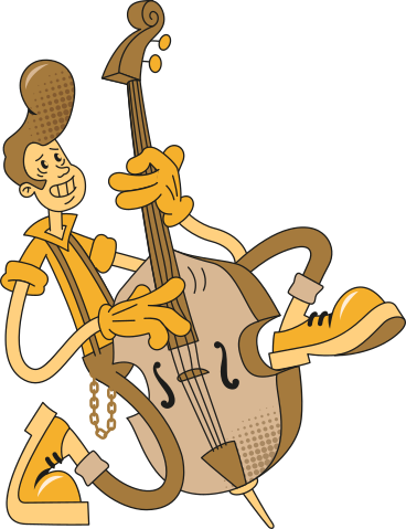 man with a doublebass animated illustration in GIF, Lottie (JSON), AE
