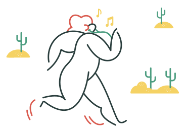 Девушка бежит под музыку в PNG, SVG