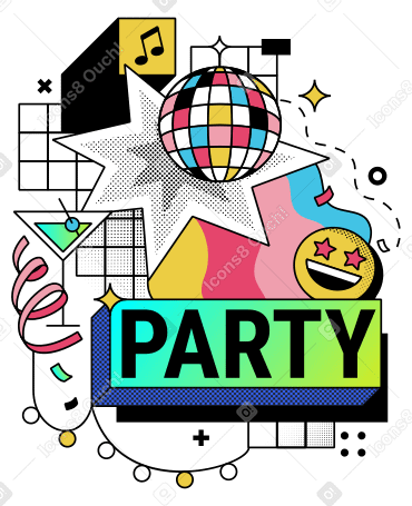 Bola de discoteca y música en la fiesta PNG, SVG