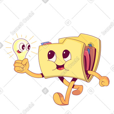 Folder with Idea bulb animated illustration in GIF, Lottie (JSON), AE