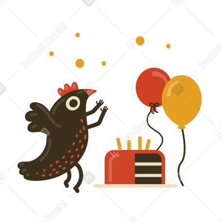 Birthday party with cake and balloons PNG, SVG