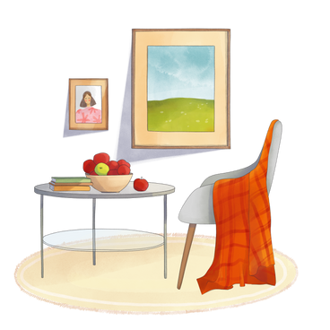 Armchair with coffee table PNG, SVG