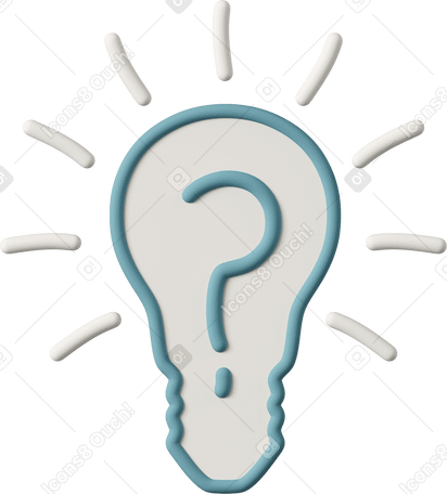 3D lightbulb with question mark PNG, SVG